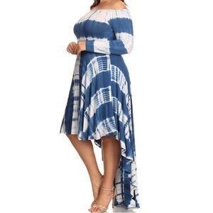 Blue and white striped dress